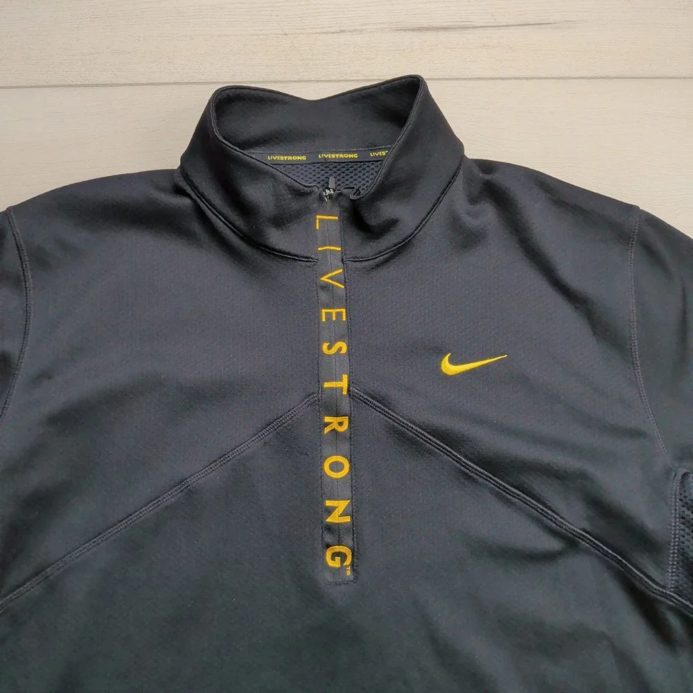 Nike Dri-FIT Livestrong Quarter Zip Pullover Mens XL Black Yellow 302224-010